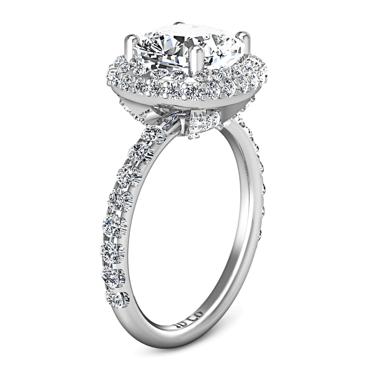 Halo Cushion Cut Diamond Engagement Ring Kristine 14K White Gold