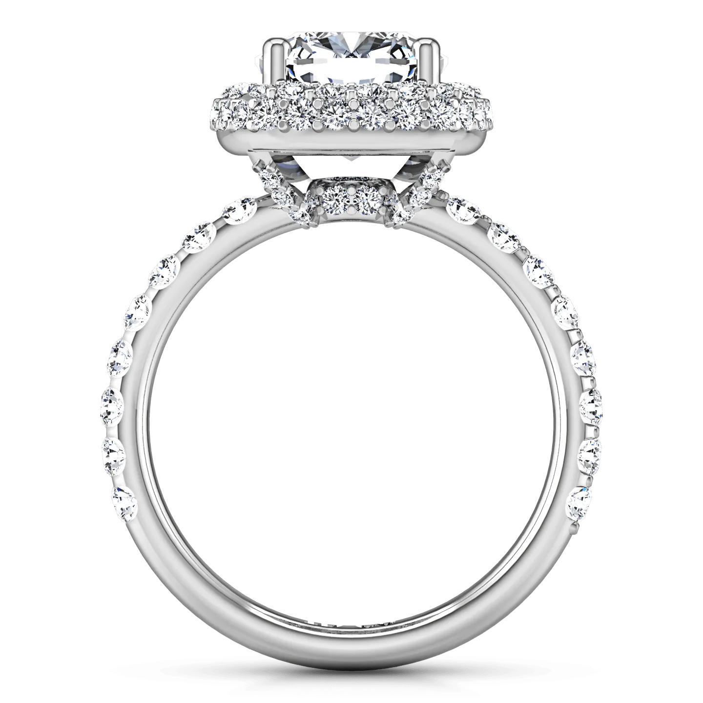 Halo Cushion Cut Diamond Engagement Ring Kristine 14K White Gold