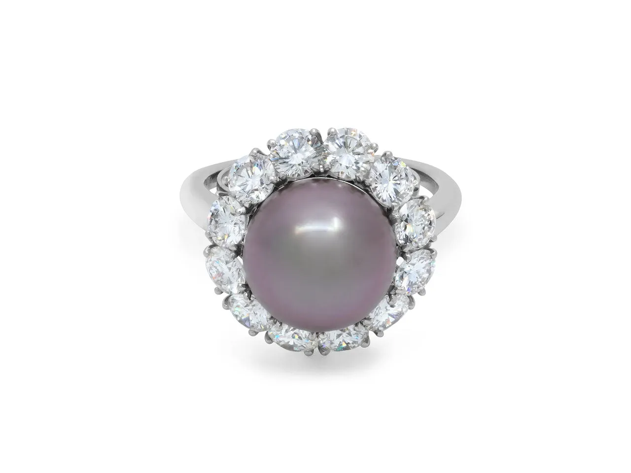 Harry Winston Tahitian Pearl and Diamond Set in Platinum and 18K