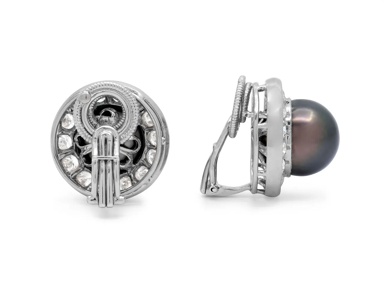 Harry Winston Tahitian Pearl and Diamond Set in Platinum and 18K