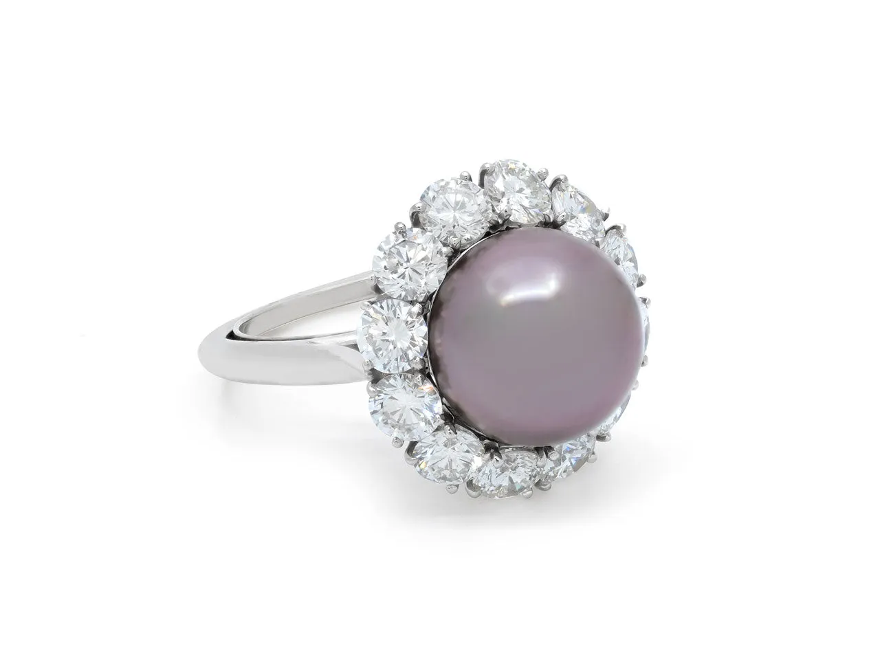 Harry Winston Tahitian Pearl and Diamond Set in Platinum and 18K