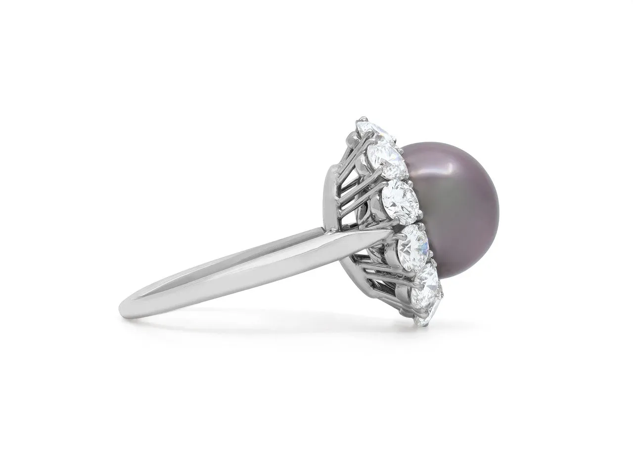 Harry Winston Tahitian Pearl and Diamond Set in Platinum and 18K