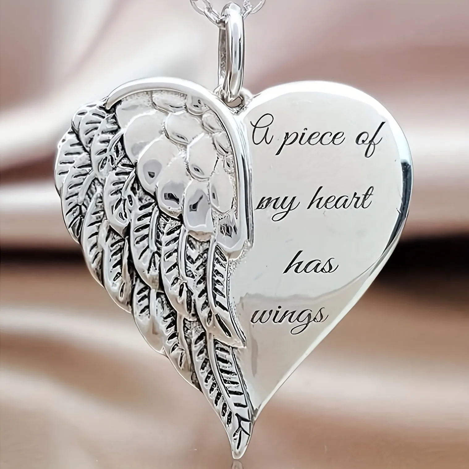 Heart Angel Wings Pendant Necklace Unisex