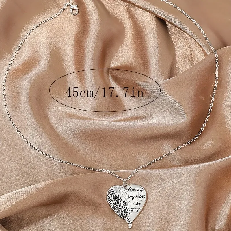 Heart Angel Wings Pendant Necklace Unisex