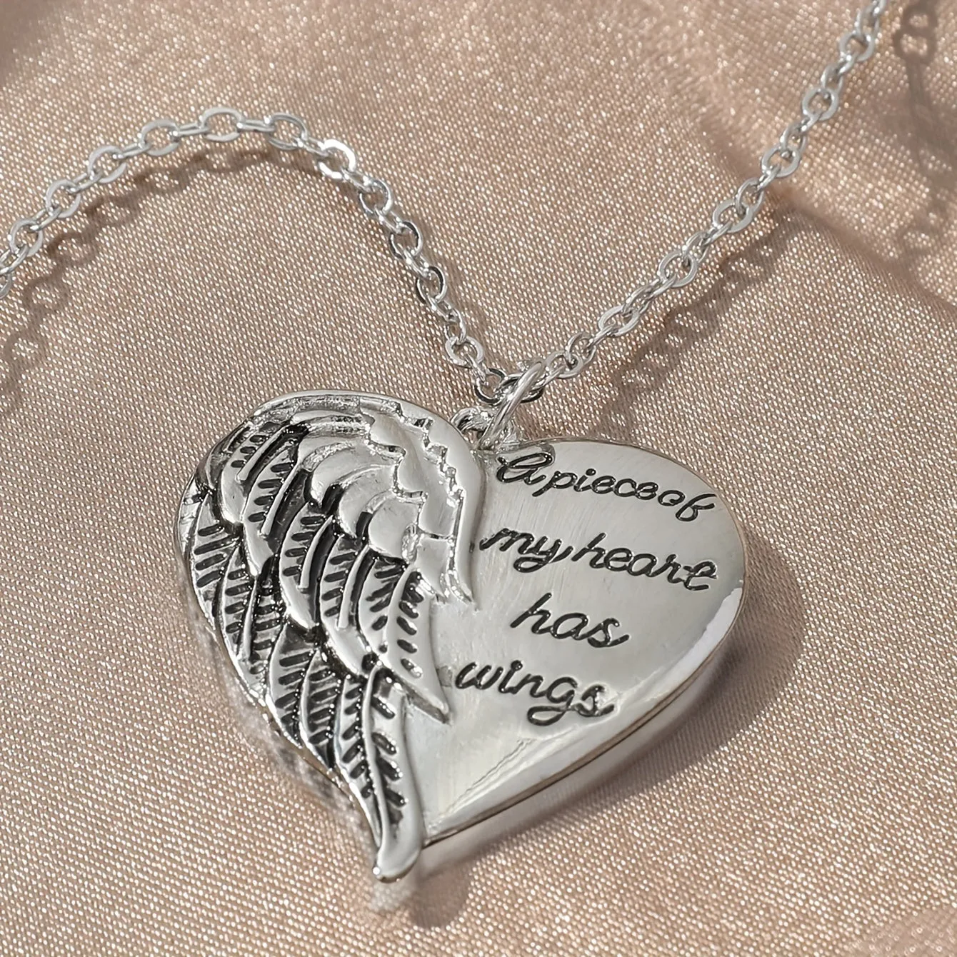 Heart Angel Wings Pendant Necklace Unisex