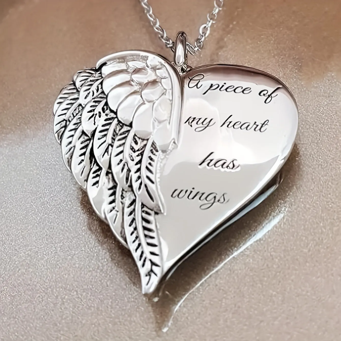 Heart Angel Wings Pendant Necklace Unisex