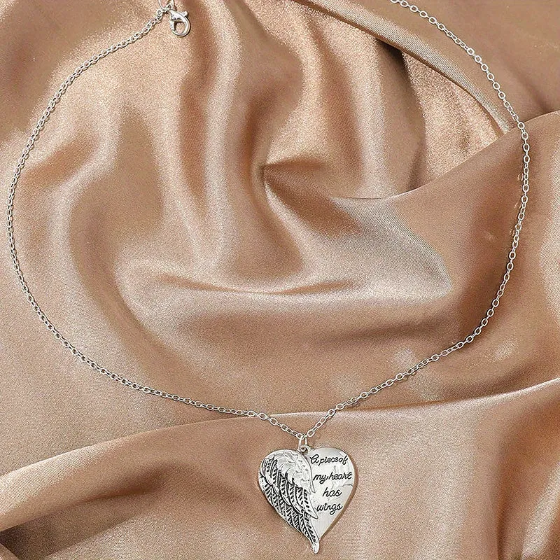 Heart Angel Wings Pendant Necklace Unisex