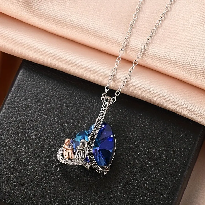 Heart Crystal Necklace Men Women Delicate Pendant