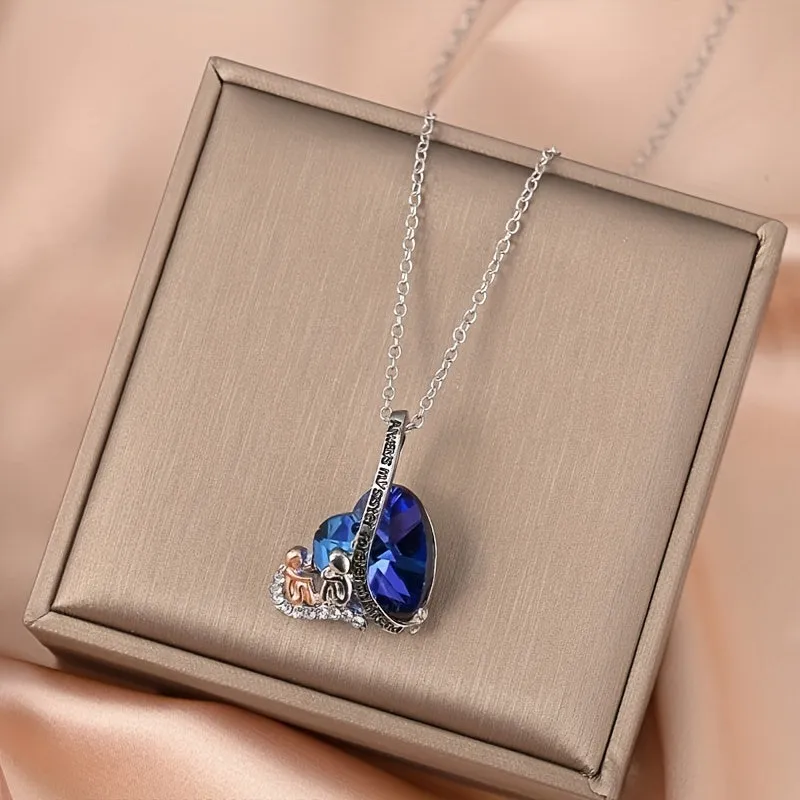 Heart Crystal Necklace Men Women Delicate Pendant