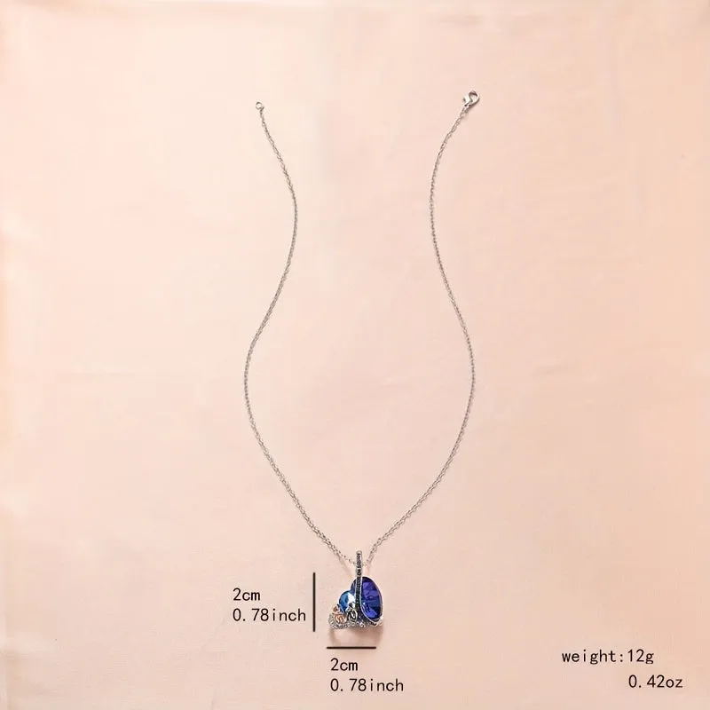 Heart Crystal Necklace Men Women Delicate Pendant