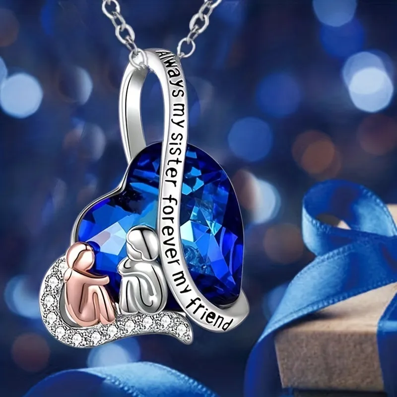 Heart Crystal Necklace Men Women Delicate Pendant