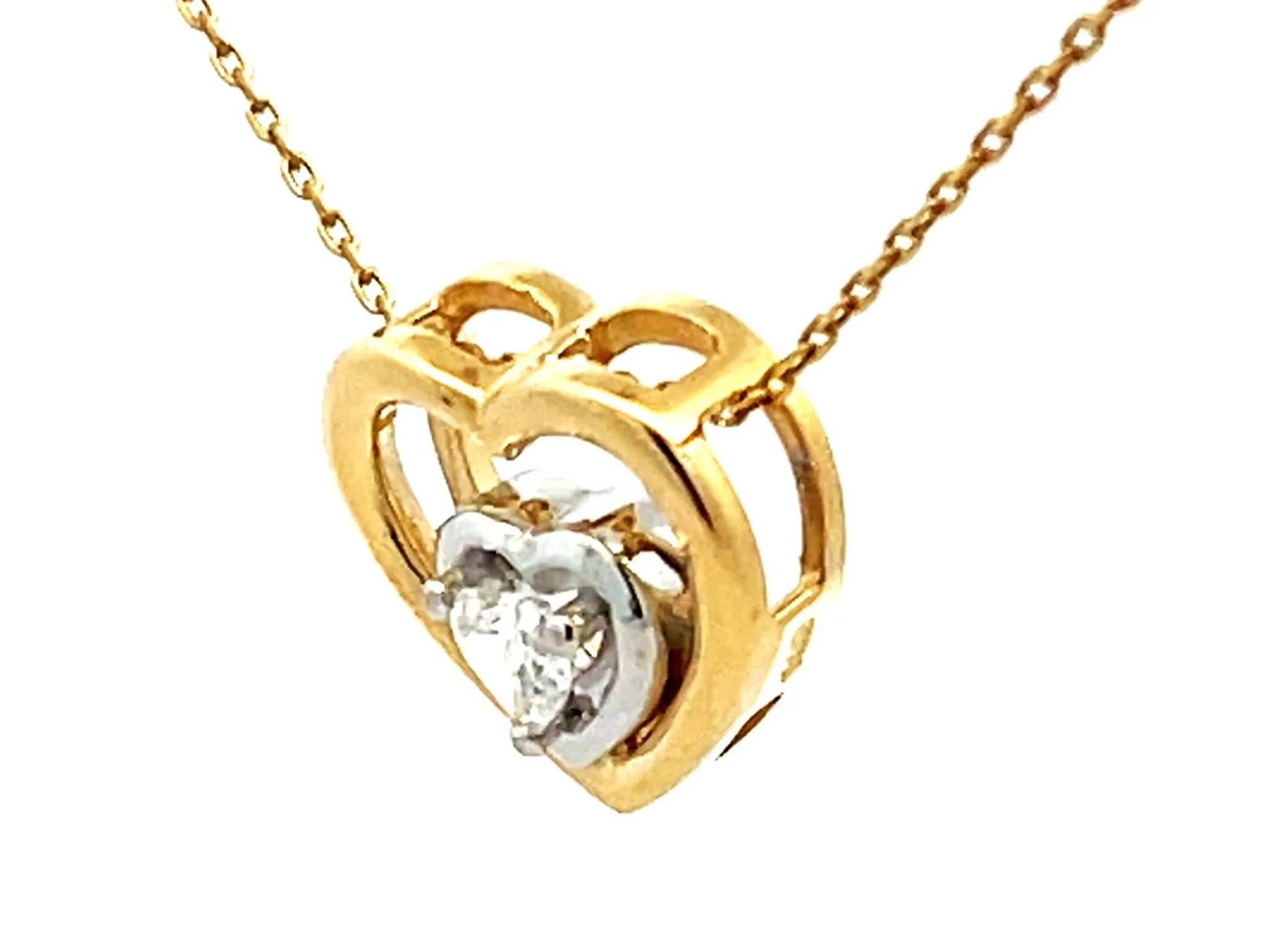 Heart Diamond Heart Necklace 14k Gold