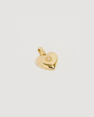 Heart Lotus Locket Pendant - Gold