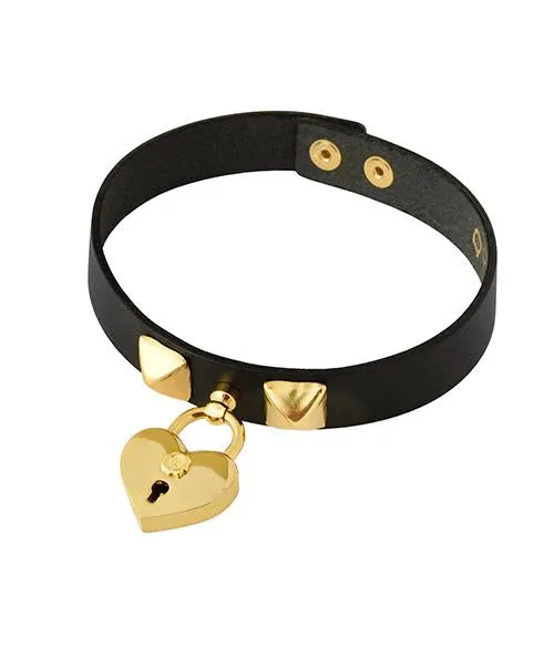 Heart Rock Padlock Leather Choker【Japan Jewelry】