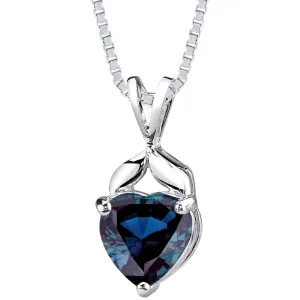 Heart Shape Alexandrite Pendant Necklace Sterling Silver 3.50 Carats