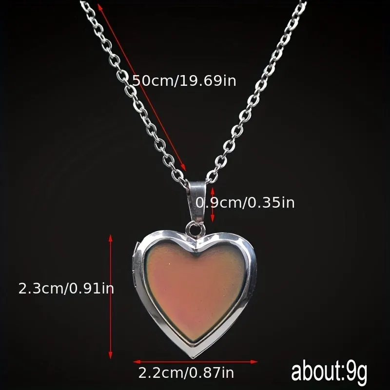 Heart Shape Photo Pendant Mood Necklace Locket Pendant For Men Women