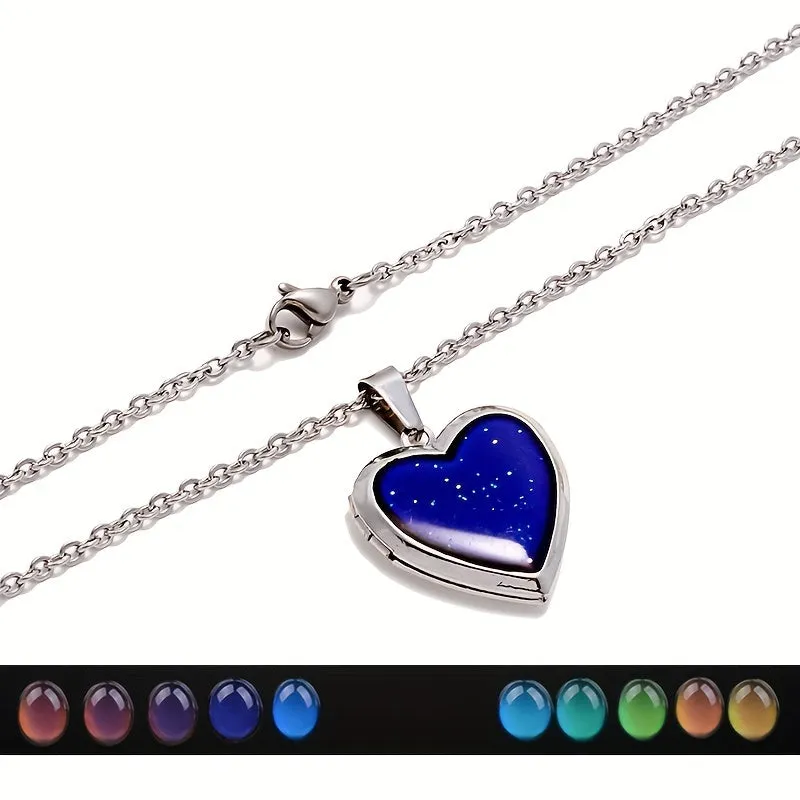Heart Shape Photo Pendant Mood Necklace Locket Pendant For Men Women