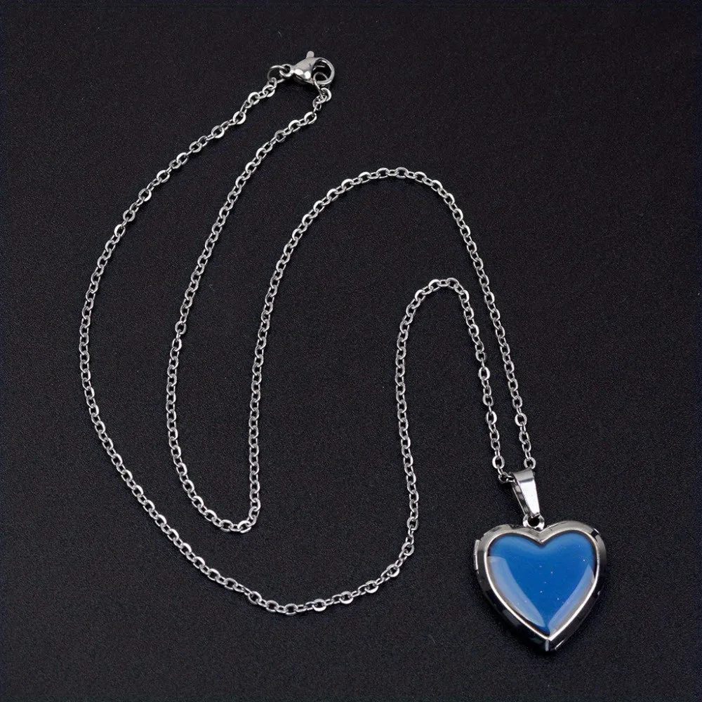 Heart Shape Photo Pendant Mood Necklace Locket Pendant For Men Women