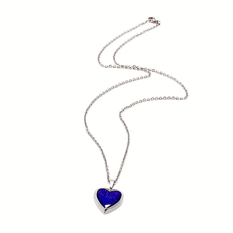 Heart Shape Photo Pendant Mood Necklace Locket Pendant For Men Women