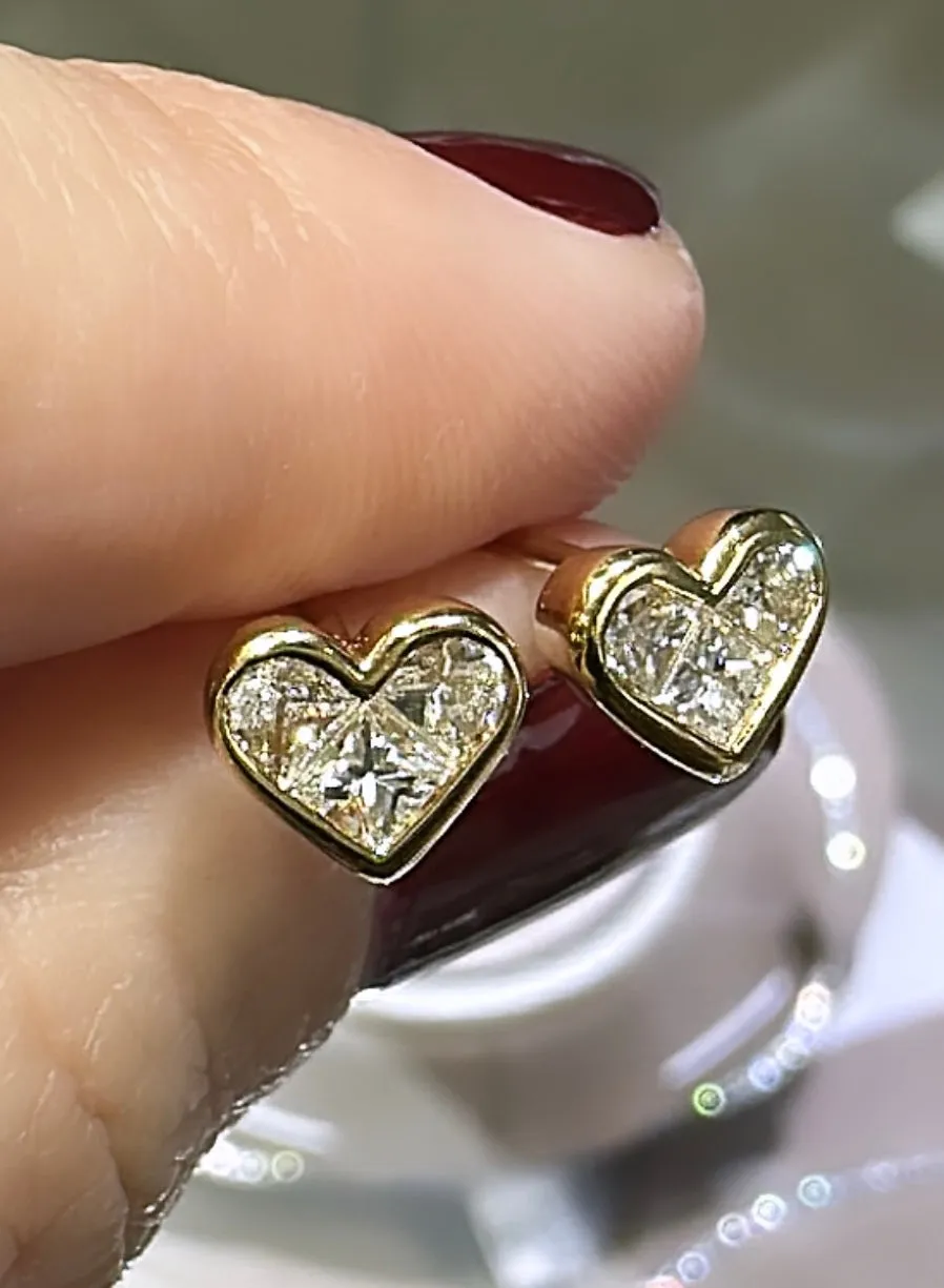 Heart Shaped Diamond Earrings