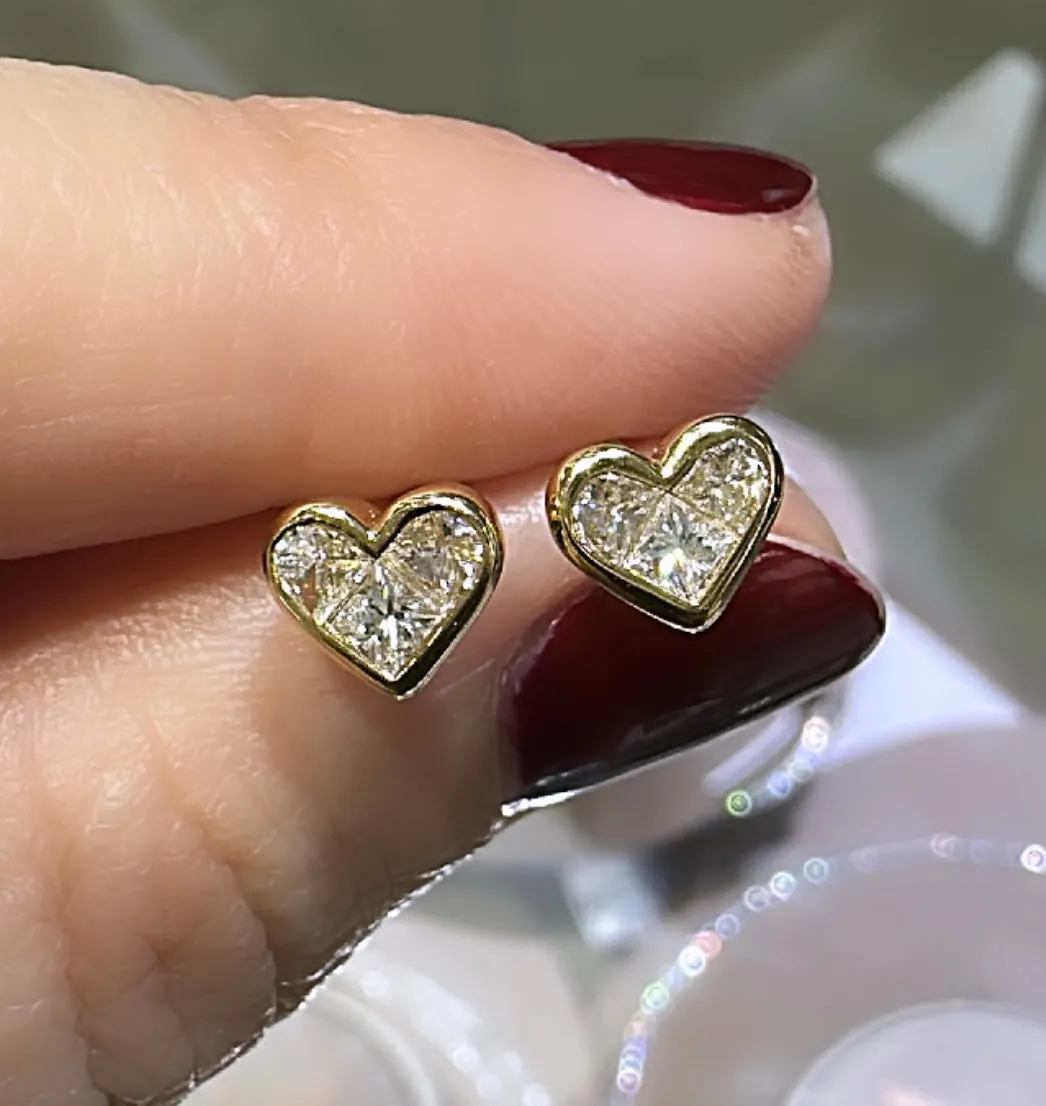 Heart Shaped Diamond Earrings