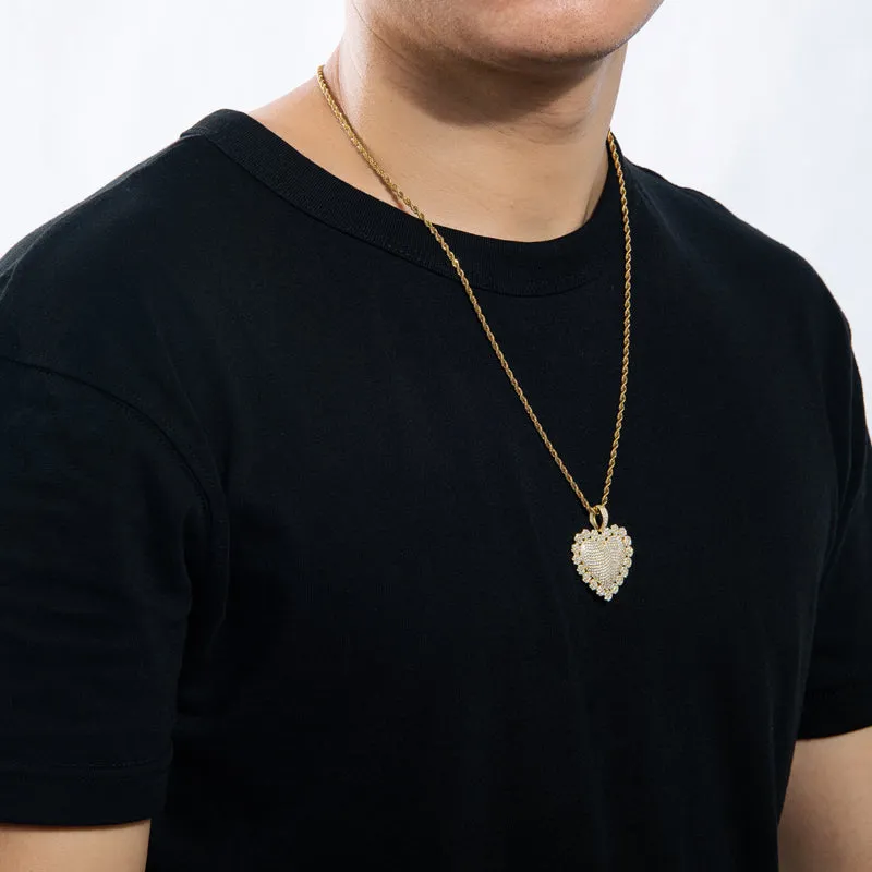 Heart Shaped Luxury Hip Hop Created Diamond Pendant Necklace
