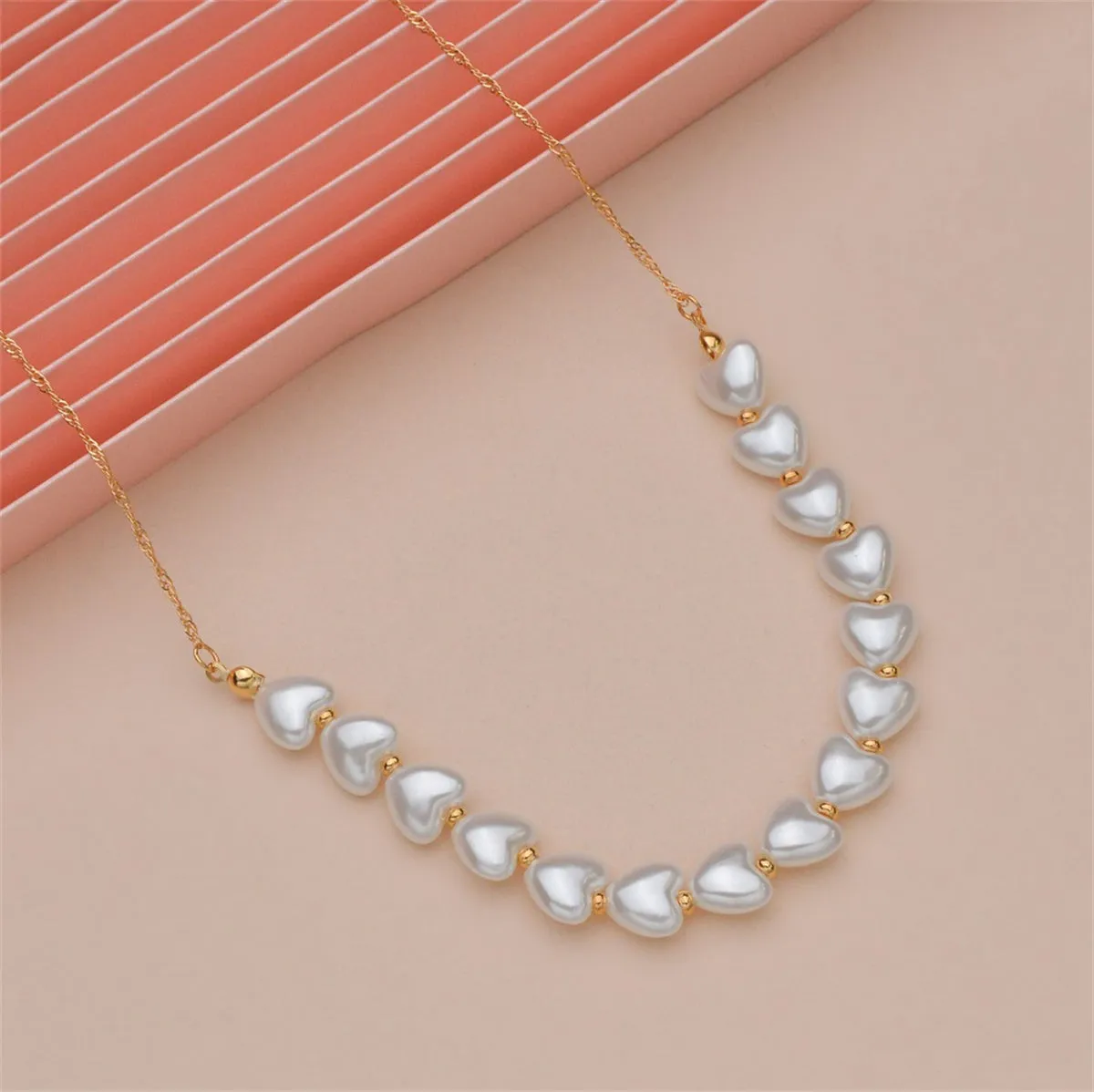 Heart-Shaped Pearl & 18K Gold-Plated Chain Necklace