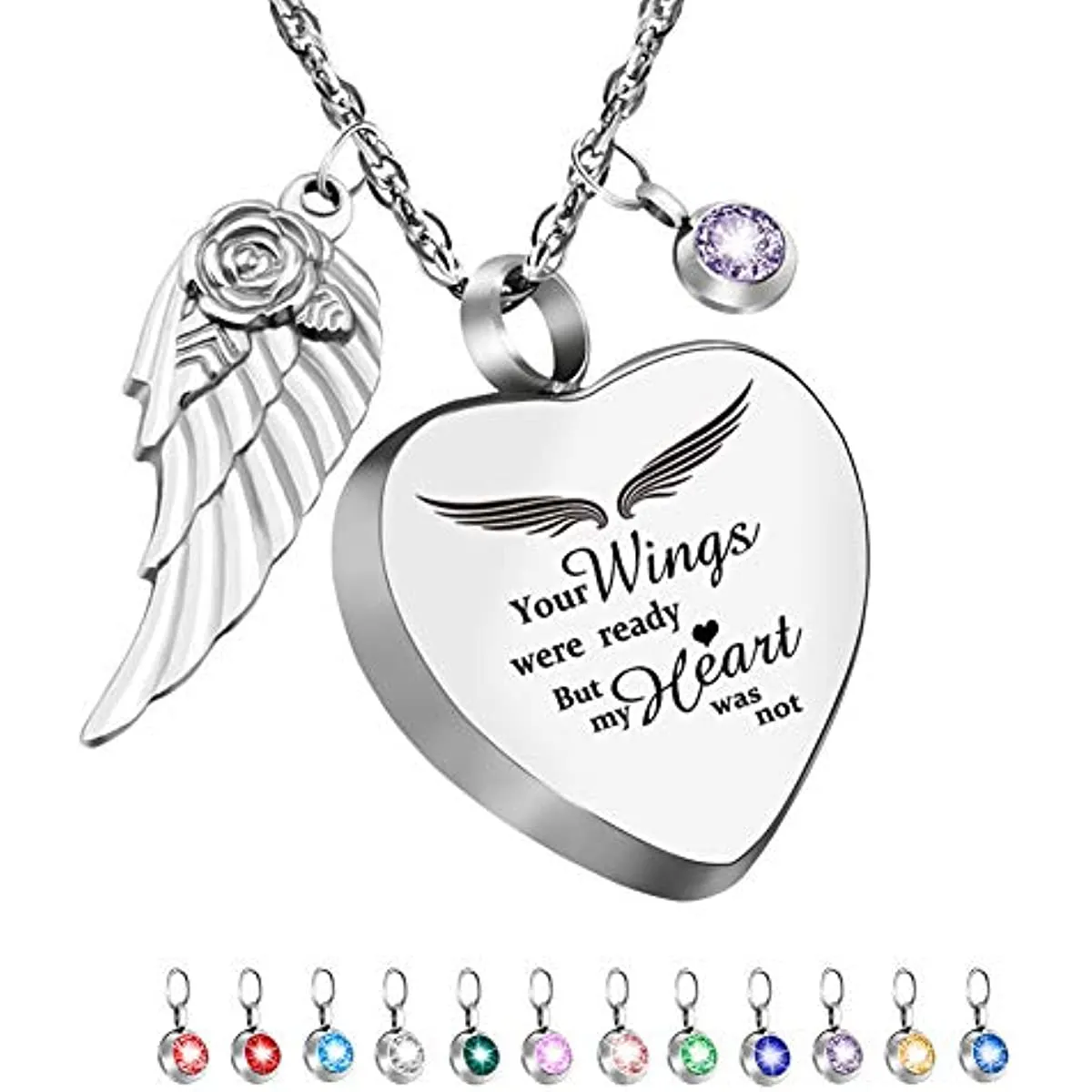 Heart Urn Necklace with Birthstones Cremation Jewelry