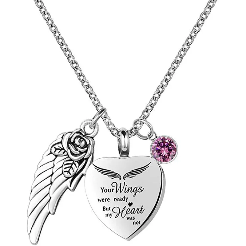 Heart Urn Necklace with Birthstones Cremation Jewelry