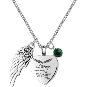 Heart Urn Necklace with Birthstones Cremation Jewelry