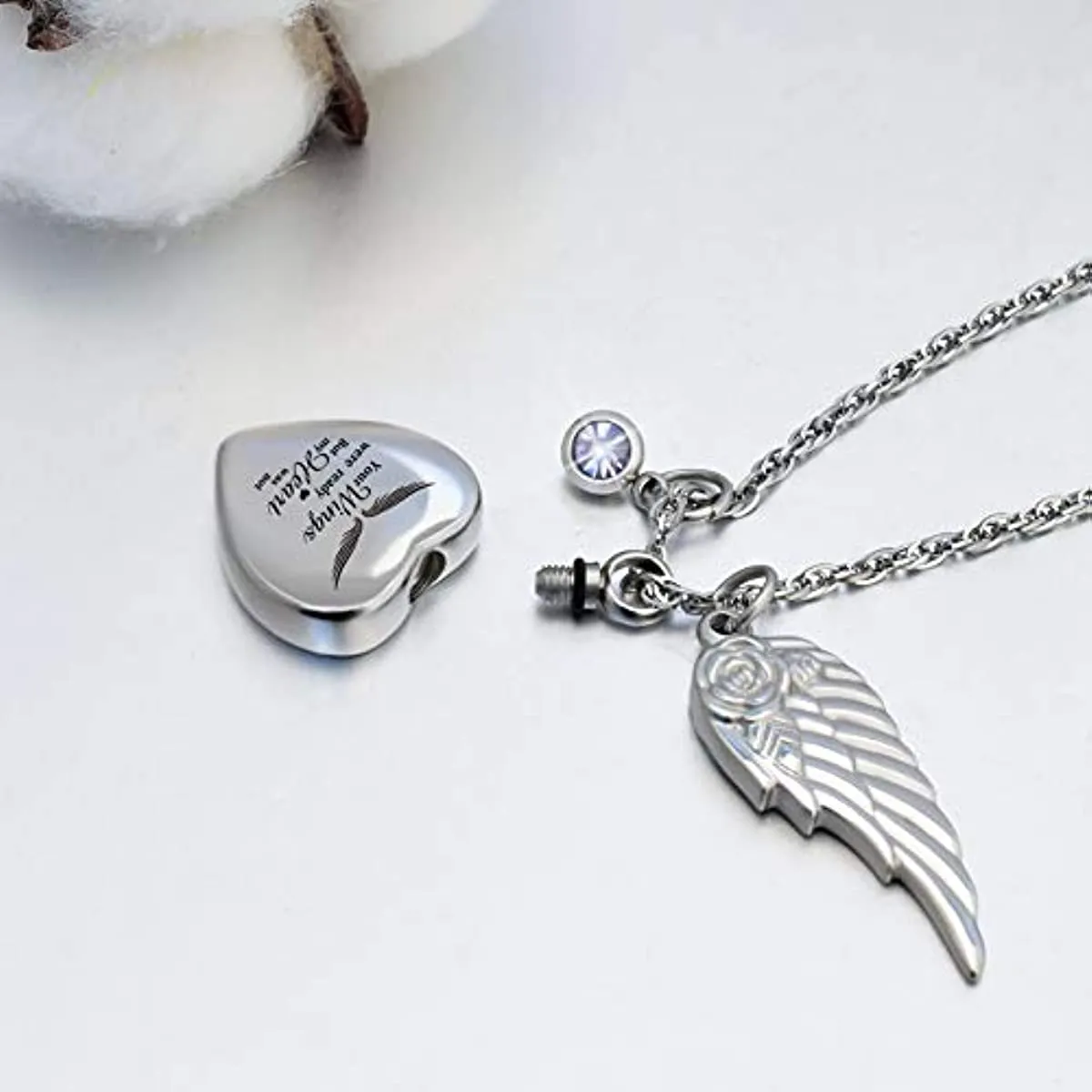 Heart Urn Necklace with Birthstones Cremation Jewelry