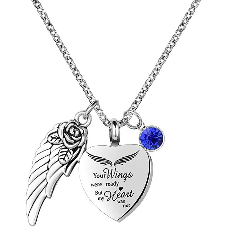 Heart Urn Necklace with Birthstones Cremation Jewelry