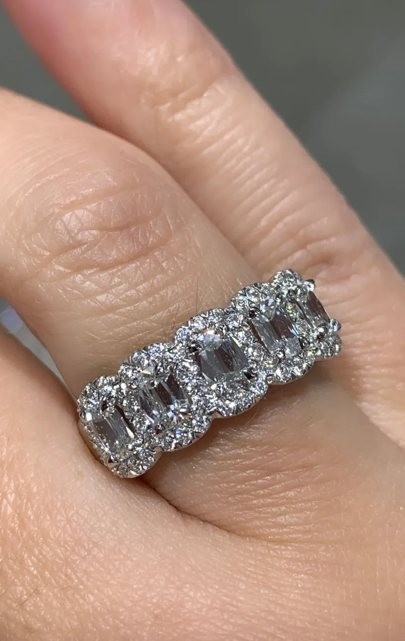 Henri Daussi Cushion Cut Five Stone 1.50ct tw Anniversary Diamond Ring