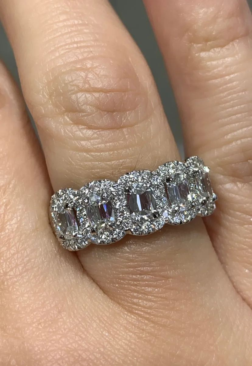 Henri Daussi Cushion Cut Five Stone 1.50ct tw Anniversary Diamond Ring