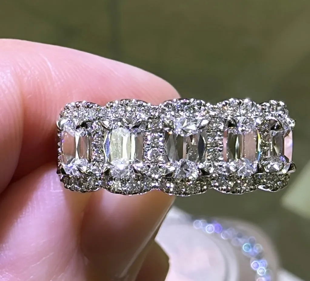 Henri Daussi Cushion Cut Five Stone 1.53ct tw Wedding & Anniversary Diamond Ring