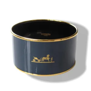 Hermes Duck Enamel Gold Trim Caleche Xtra Wide Bangle Bracelet New!