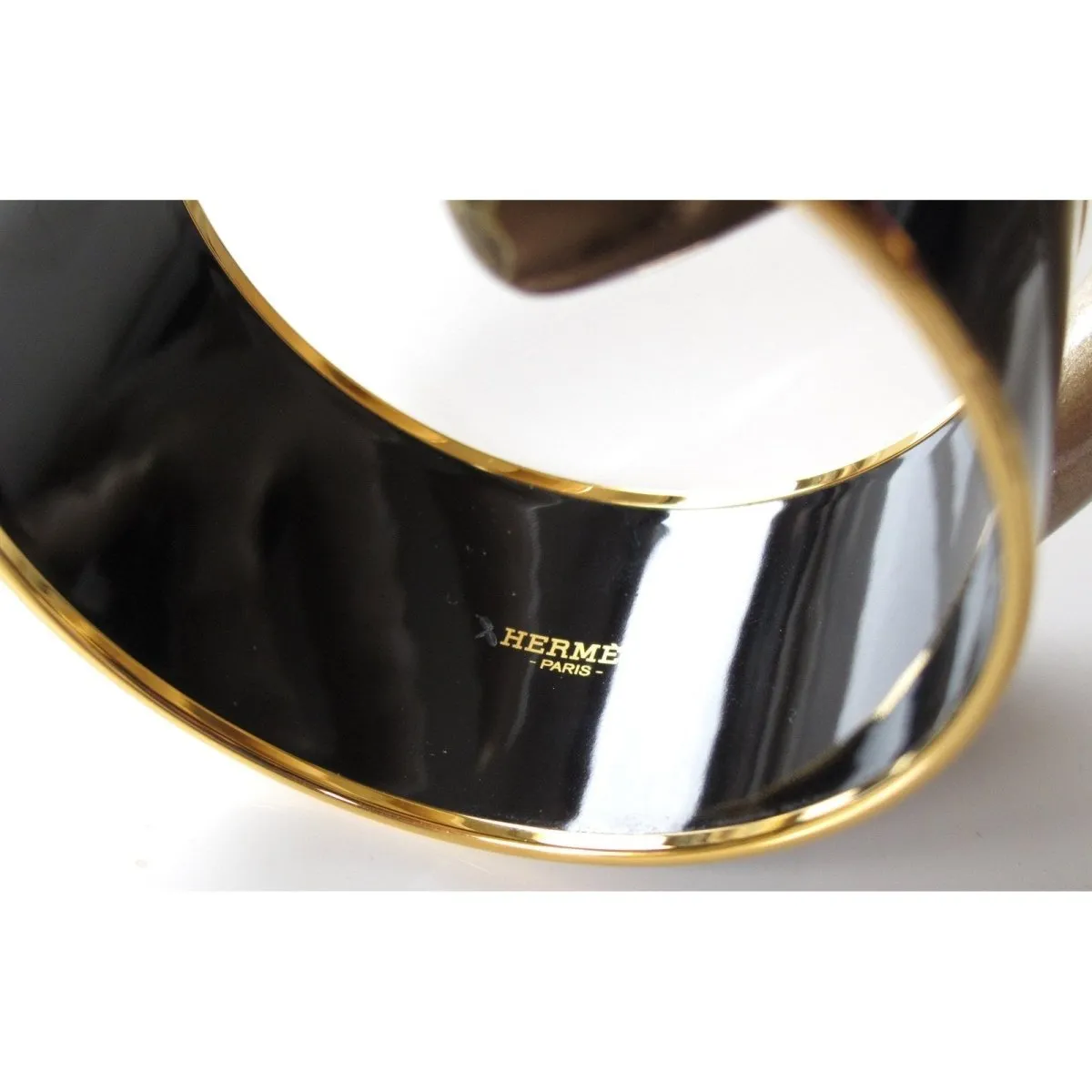 Hermes Duck Enamel Gold Trim Caleche Xtra Wide Bangle Bracelet New!