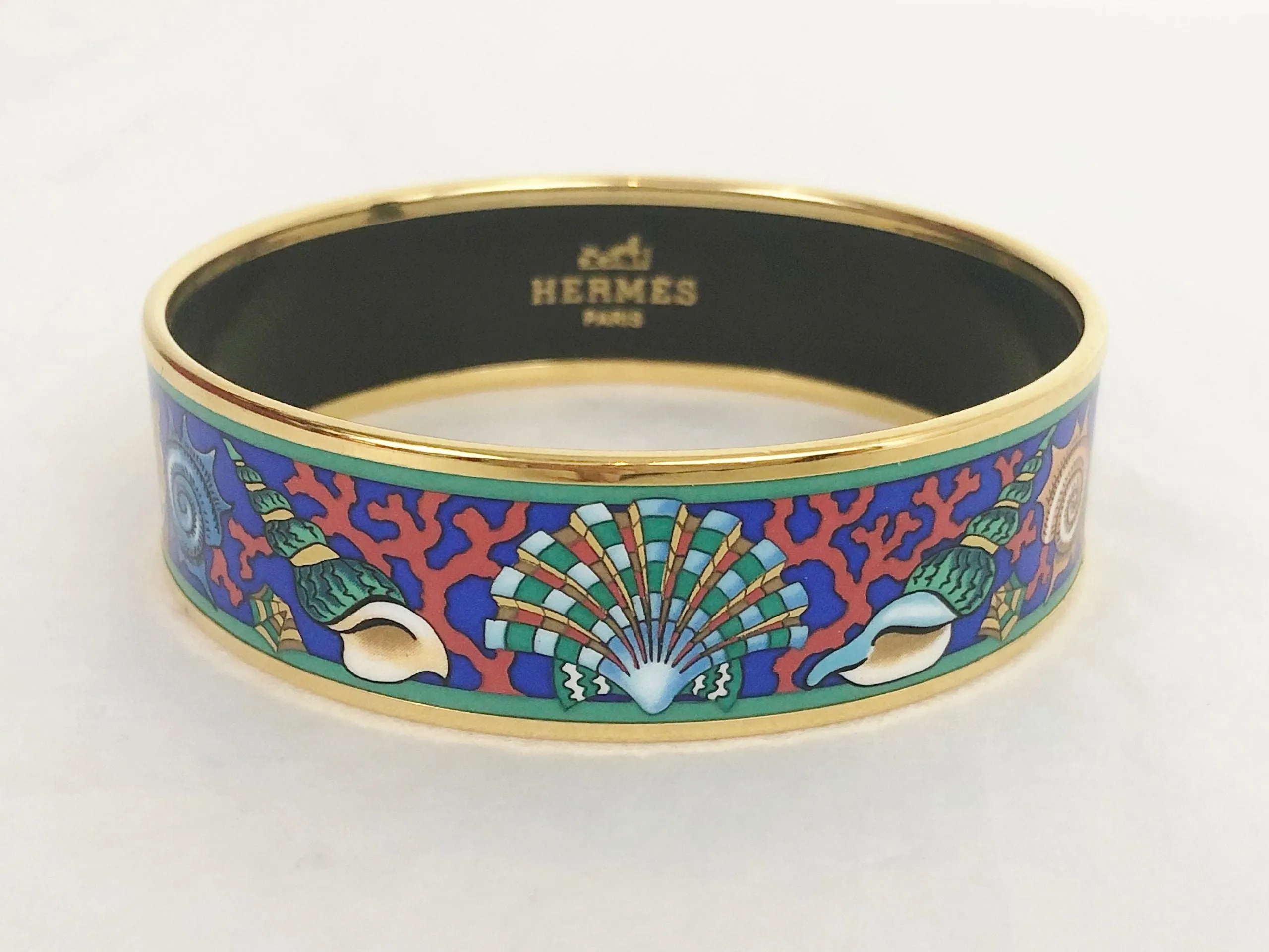 Hermès Wide Enamel Seashell Bracelet