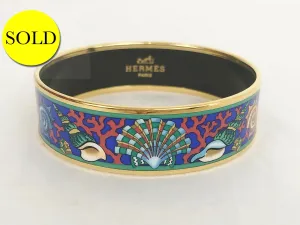 Hermès Wide Enamel Seashell Bracelet