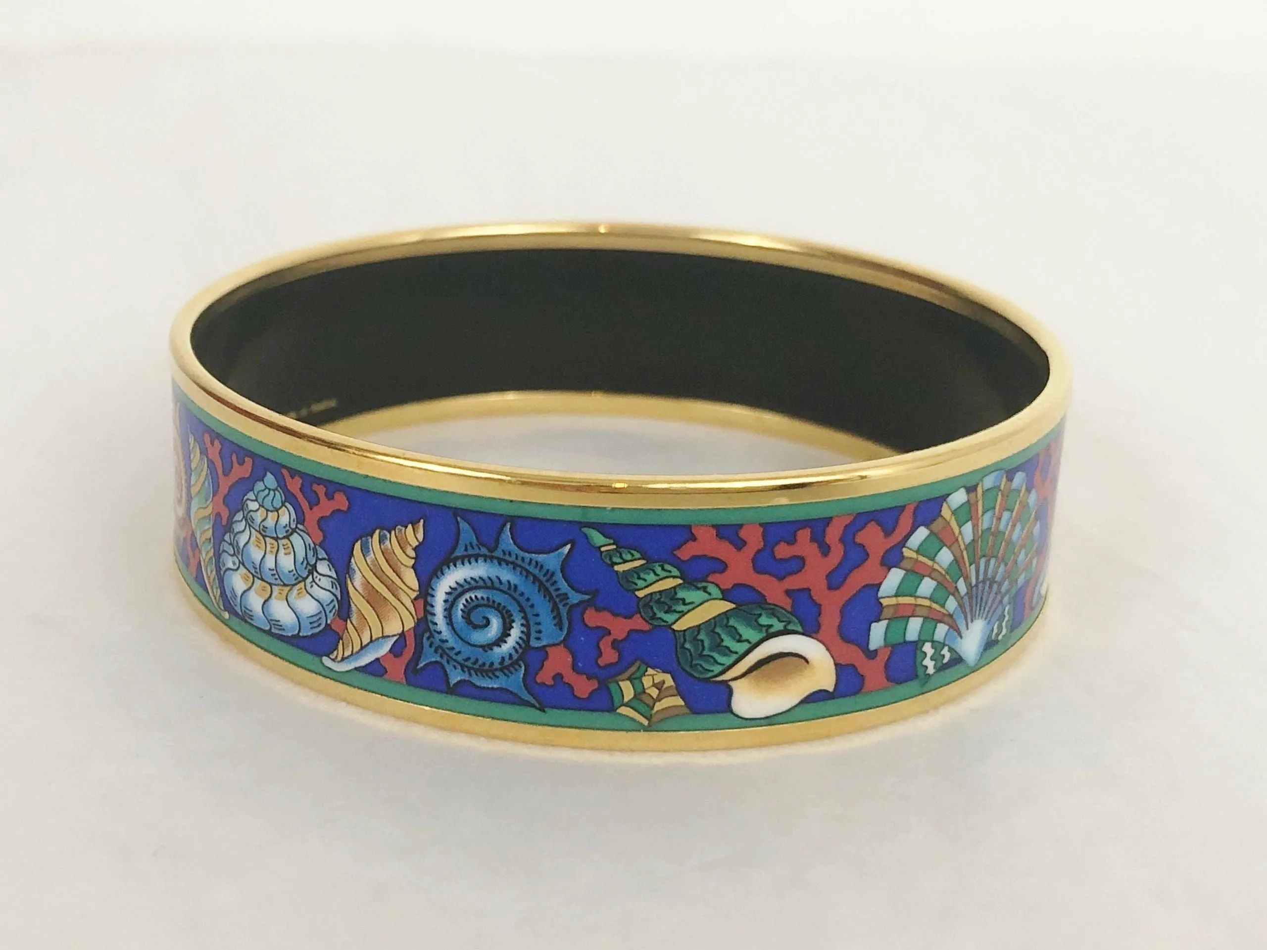 Hermès Wide Enamel Seashell Bracelet