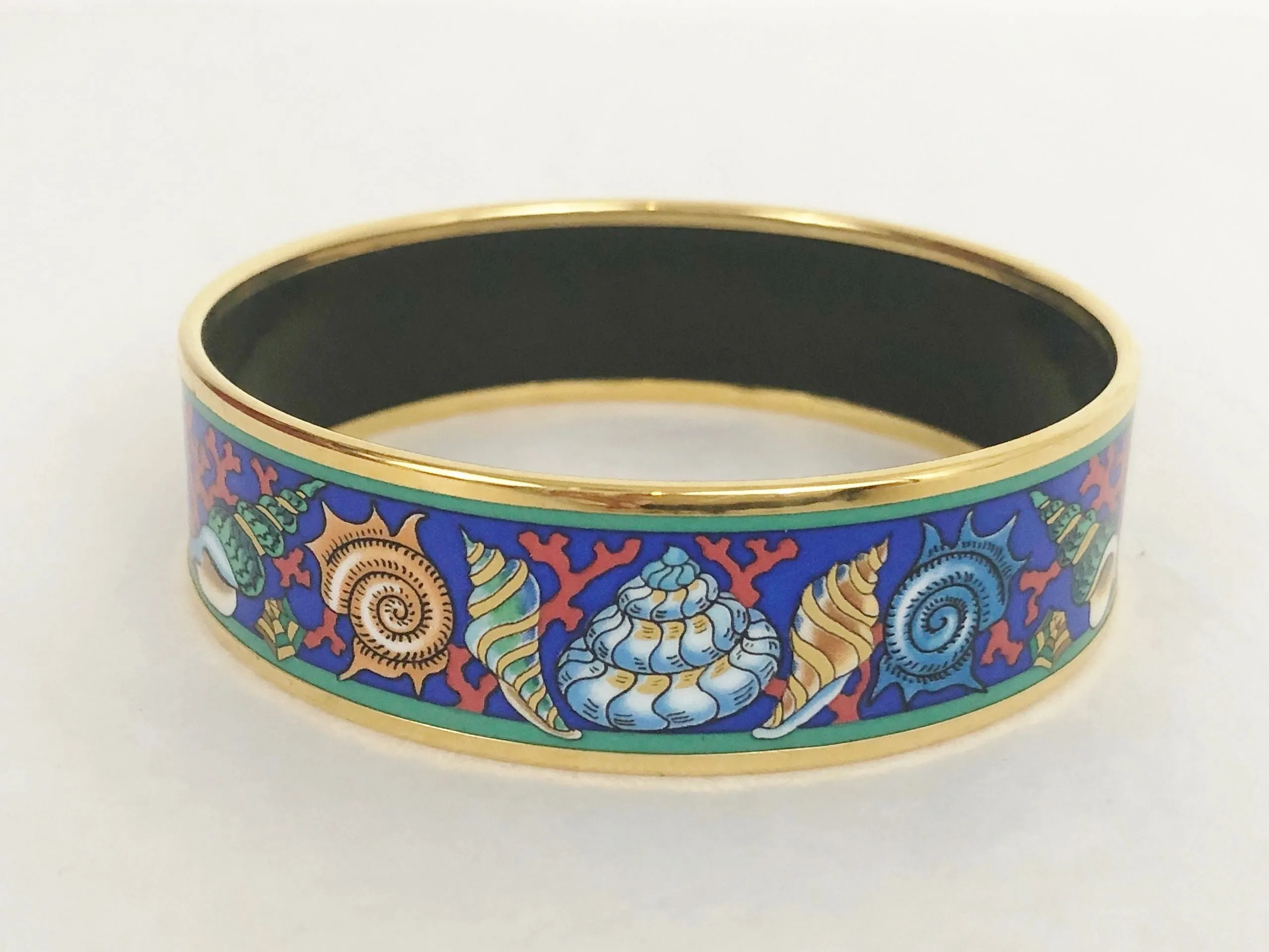 Hermès Wide Enamel Seashell Bracelet