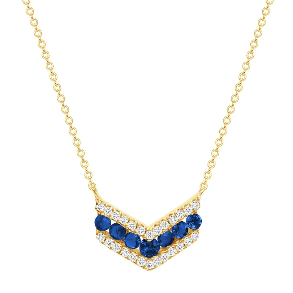 Honor Blue Sapphire and Diamond Necklace