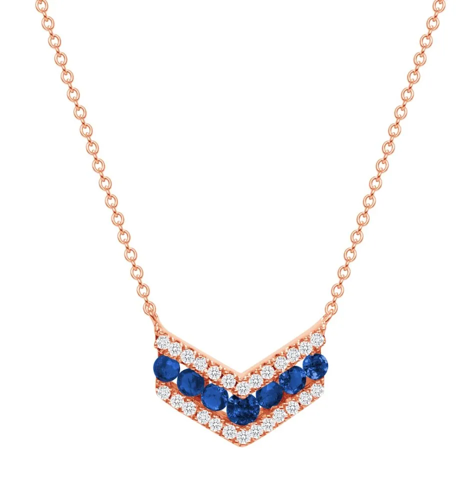 Honor Blue Sapphire and Diamond Necklace