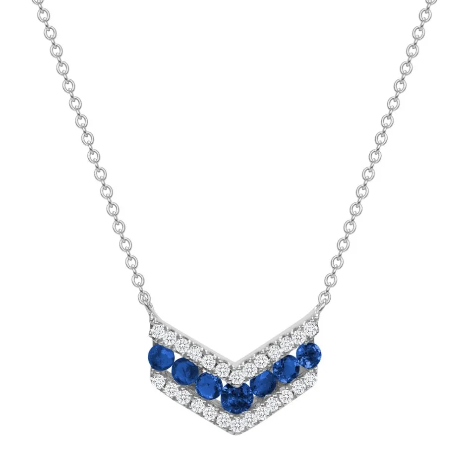 Honor Blue Sapphire and Diamond Necklace