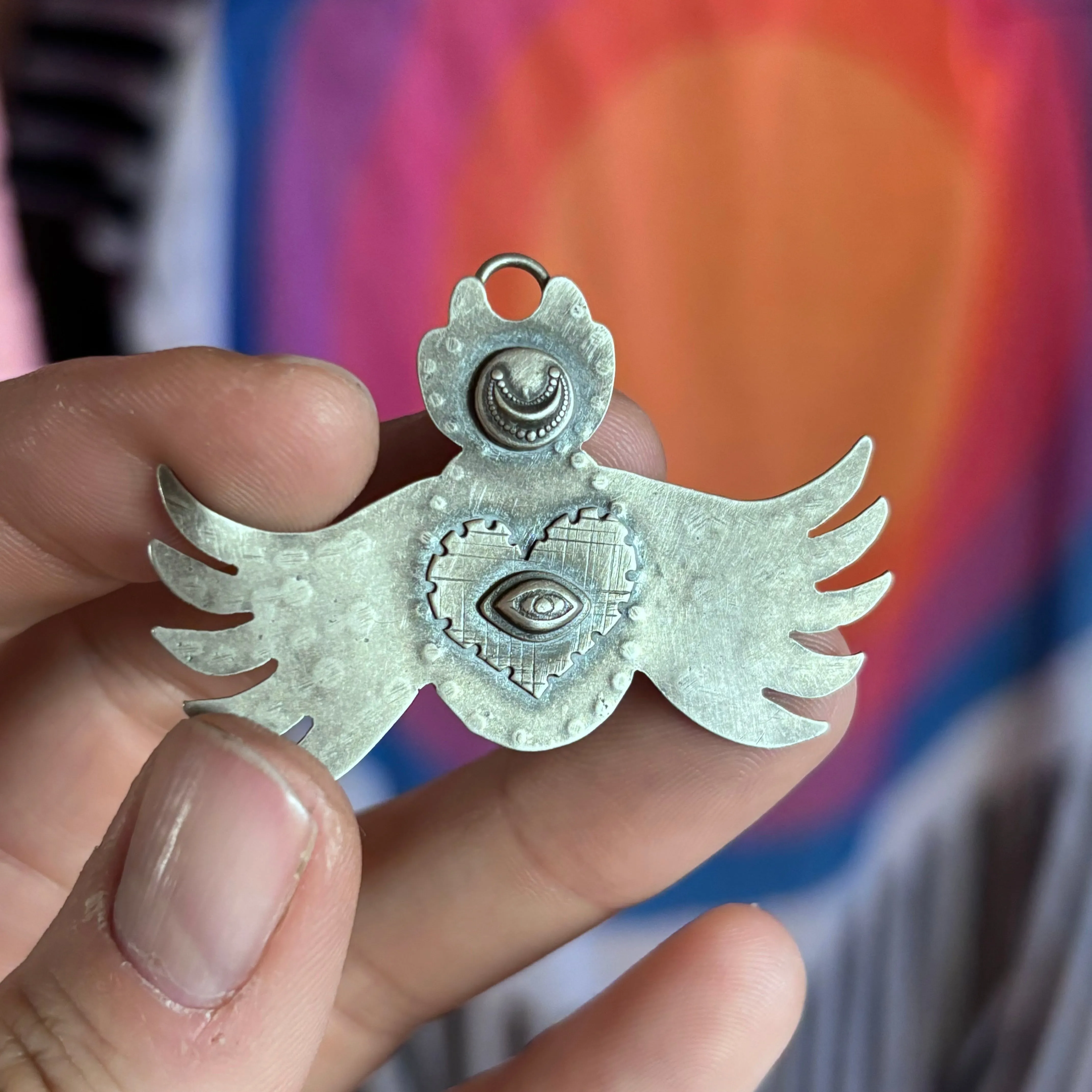 Hot Pink Tourmaline Winged Amulet