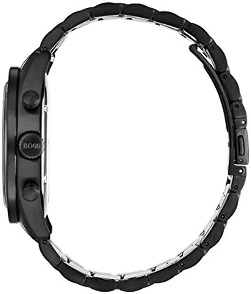 Hugo Boss Men's Chronograph Trophy Black Stainless Steel Bracelet Watch 1513675