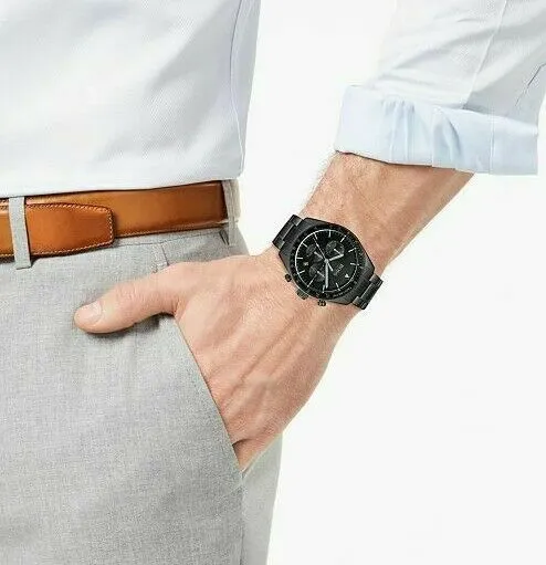 Hugo Boss Men's Chronograph Trophy Black Stainless Steel Bracelet Watch 1513675