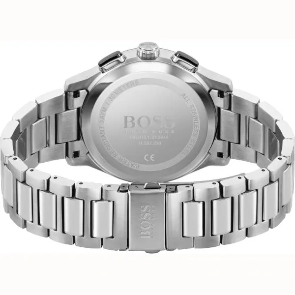 HUGO BOSS Peak Silver Stainless Steel Black Dial Chronograph Quartz Watch for Gents - HUGO BOSS 1513762
