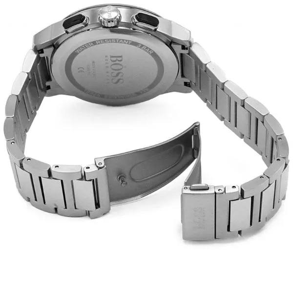 HUGO BOSS Peak Silver Stainless Steel Black Dial Chronograph Quartz Watch for Gents - HUGO BOSS 1513762