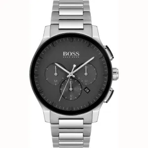 HUGO BOSS Peak Silver Stainless Steel Black Dial Chronograph Quartz Watch for Gents - HUGO BOSS 1513762